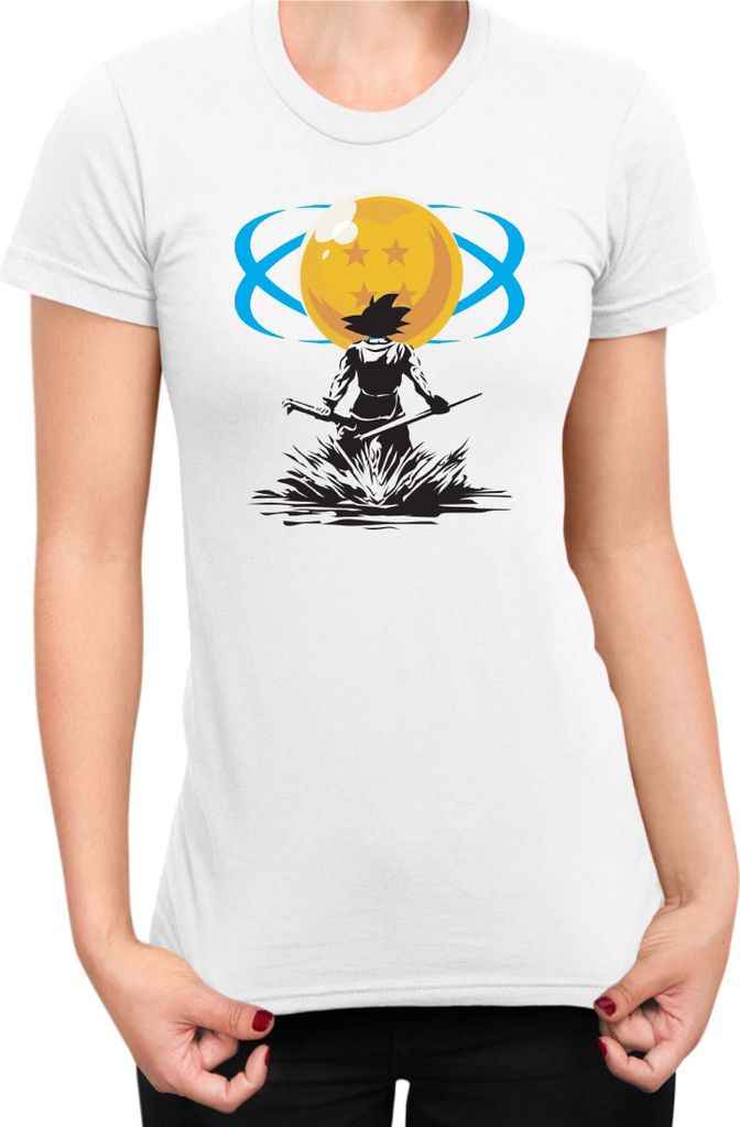 Damen T-Shirt Dragon Anime Manga Ball Z Goku 15, Lady S / Weiß
