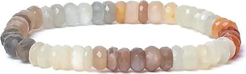 Bracelet pierre de lune multicolore facetté 8mm robuste et brillant