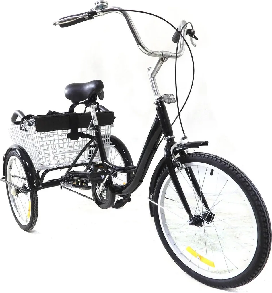 Vélo 3 roues adulte 20 pouces avec siège enfant et panier pliable - V1