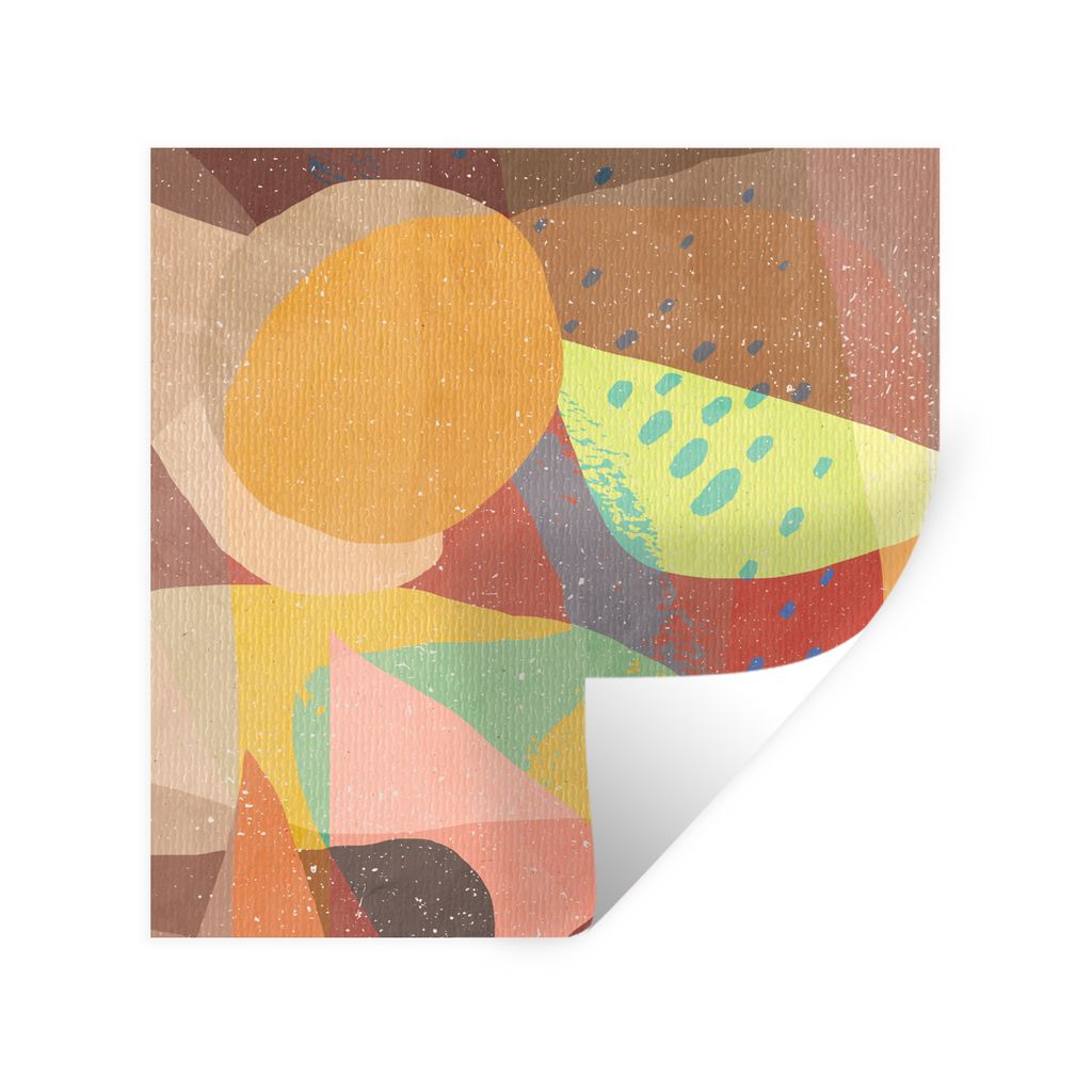 MuchoWow Wandtattoo Wandsticker Wandaufkleber Abstrakt - Kunst - Regenbogen - Pastell 80x80 cm Selbstklebend und Repositionierbar - Wierderverwen...