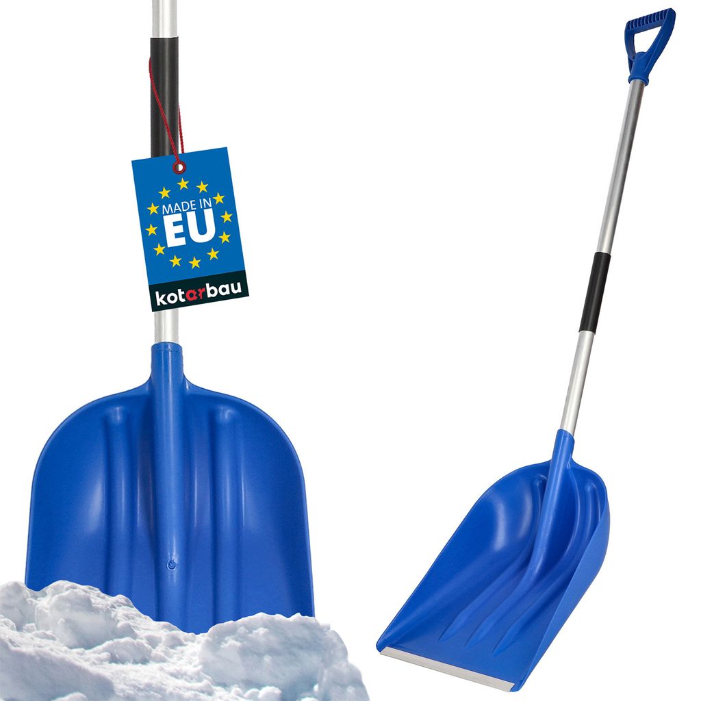 KOTARBAU Schneeschaufel Schneeschieber 36cm mit Aluminiumstiel Verstärkt Kunststoff Schild mit Metallbeschlag mit Ergonomischem Griff Kornschauf...