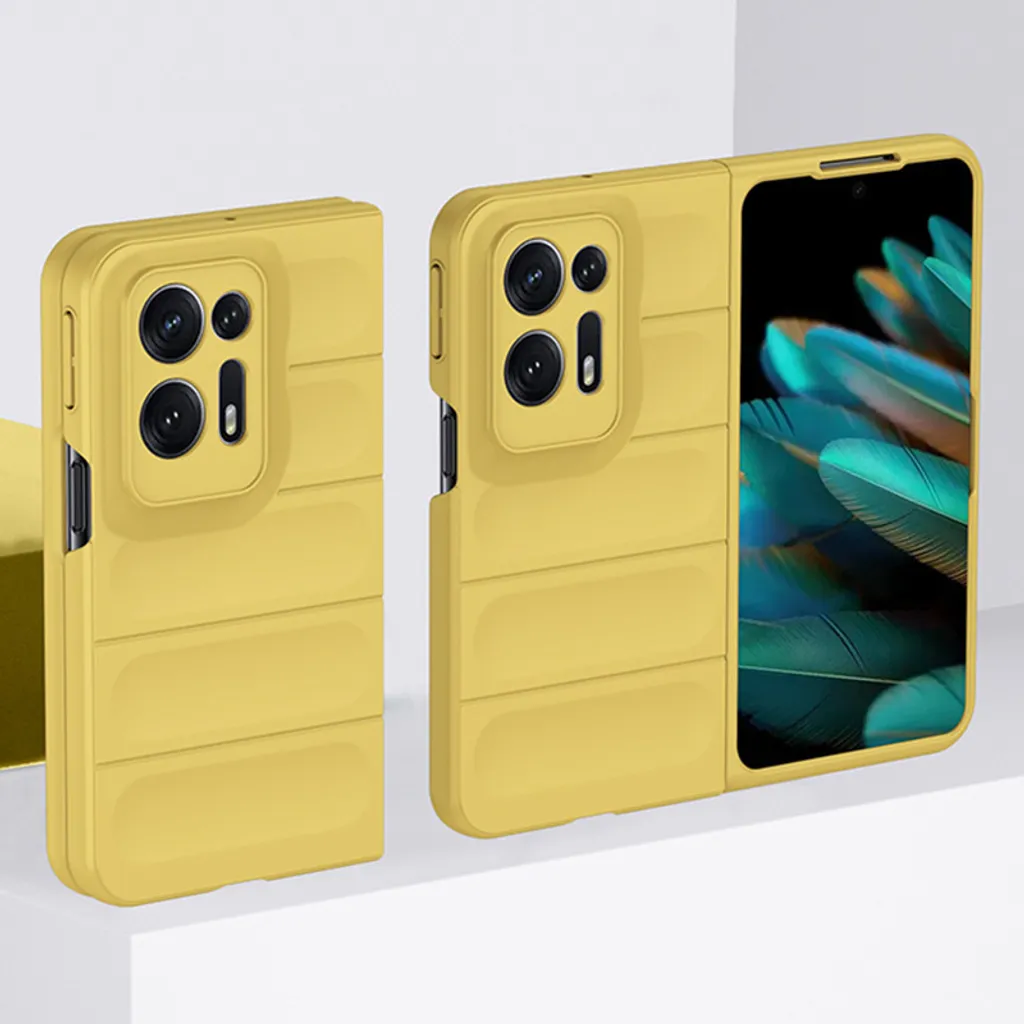 Accessorio Oppo Find N2: Custodia Silicone Gommato Professional Gialla