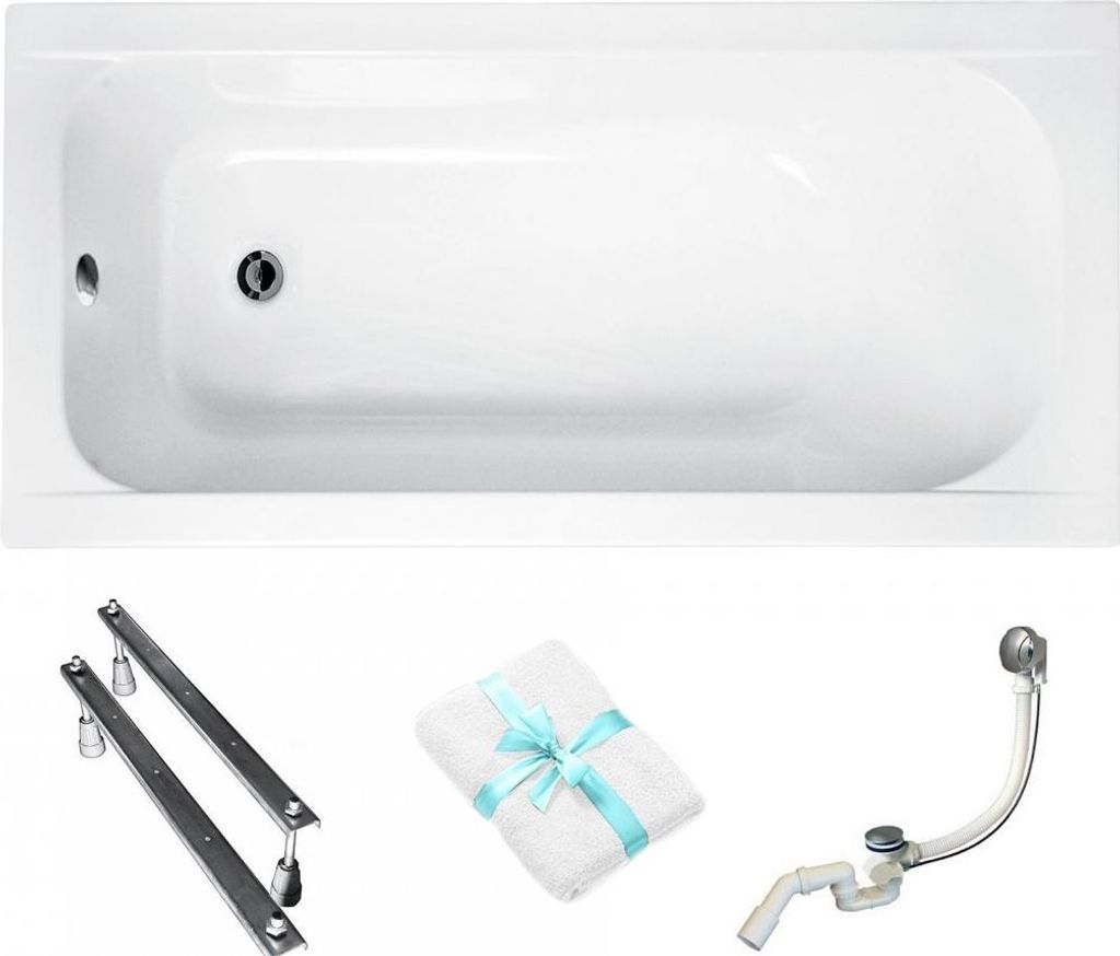 Aqua For You | Besco Wanne - 140x70cm - Acryl - Mit Ständer - Siphon - Rechteckig