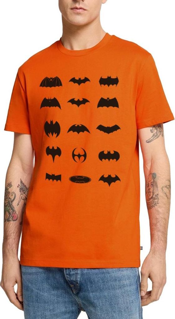 Spreadshirt DC Comics Batman Logos Entwicklung Männer Premium T-Shirt, 3XL, Orange