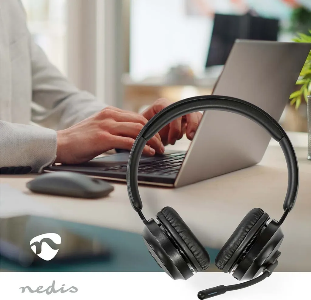Cuffie Bluetooth Pieghevoli Nero - Auricolare Stereo PC con Microfono - 6