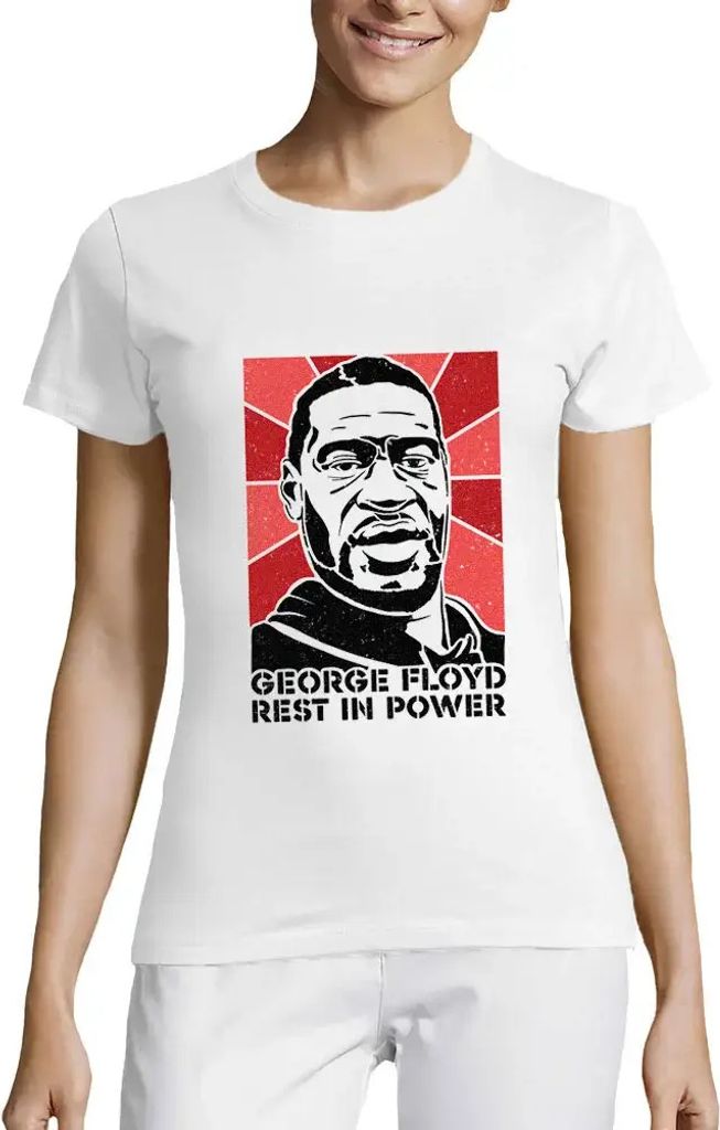 Damen Grafik T-Shirt Rundhals George Floyd ruhe in Macht – George Floyd Rest In Power – Öko-Verantwortlich Vintage Jahrgang Kurzarm Lustige Druck