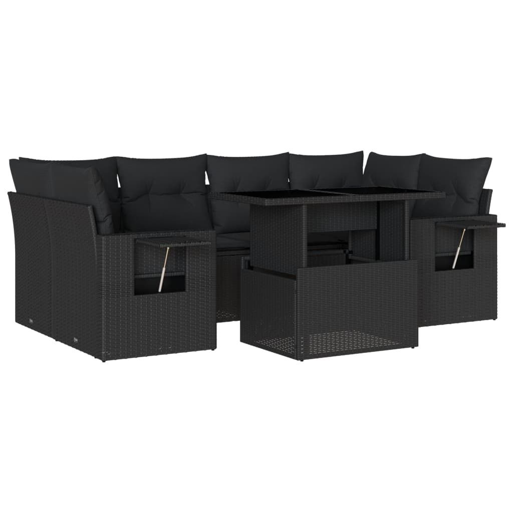 "WINTER SALE" 7-tlg. Garten-Lounge-Set - elegantes Design - Sitzgruppe/Gartengarnitur - mit Kissen Schwarz Poly Rattan - Terassenmöbel NeuMöbel13...