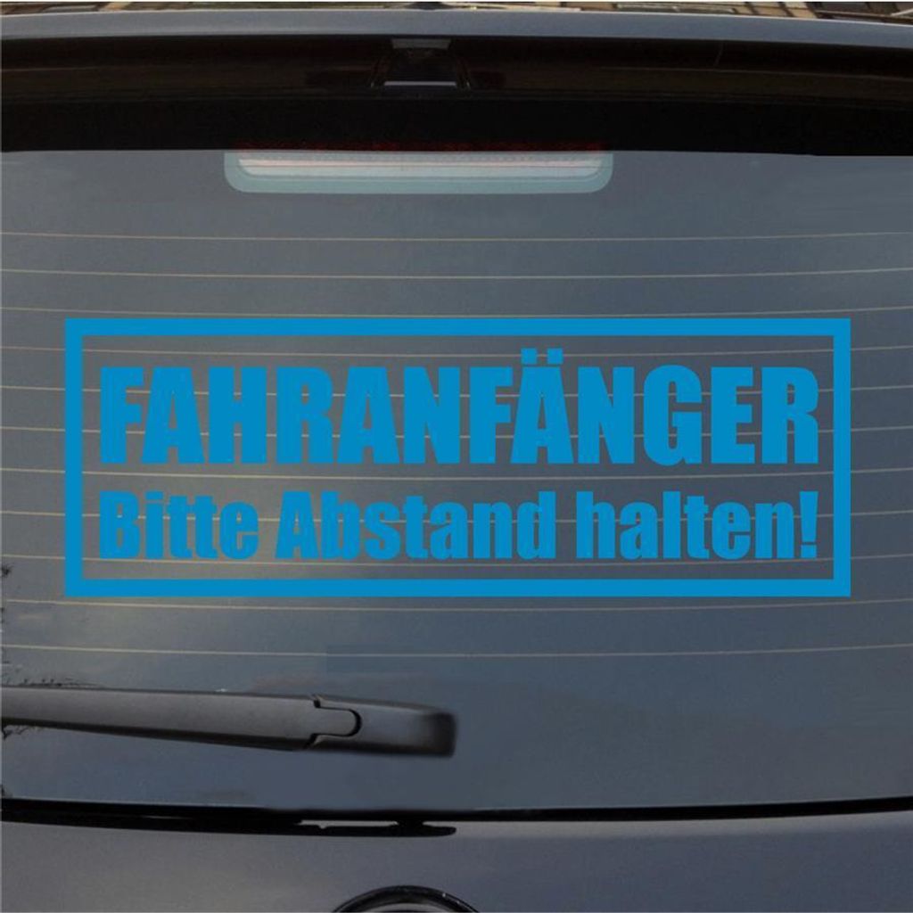 Heckscheibenaufkleber Fahranfänger Bitte Abstand halten 55x19 cm Hellblau Auto Aufkleber Sticker