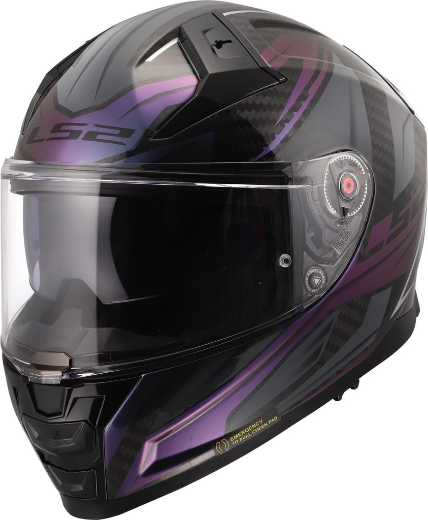 LS2 FF811 Vector II Carbon Savage Helm, schwarz/grau/lila, Produktbild 