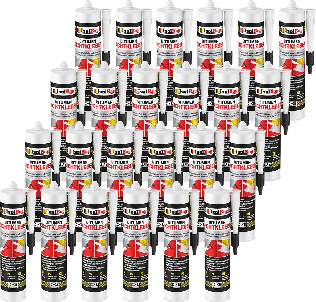 Isolbau Bitumen-Dichtkleber - 24 x 310 ml Klebstoff & Dichtmasse für Montage & Reparatur von Bitumen-Schindeln - Schwarz