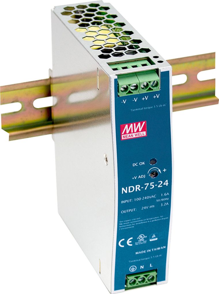 MEANWELL NDR-75-12, DC AC Hutschienen-Netzteil, DIN, 75W 12V 6,3A