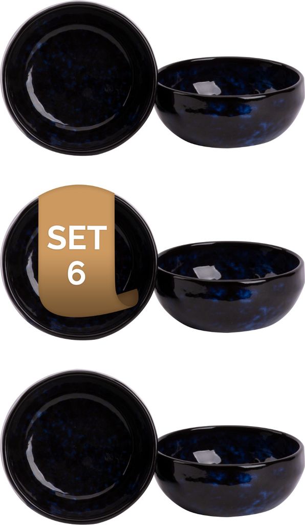 Palmer Bama Blue, Schale, Ø 12 cm, 30 cl, 6 Stück, blau/schwarz Steinzeug