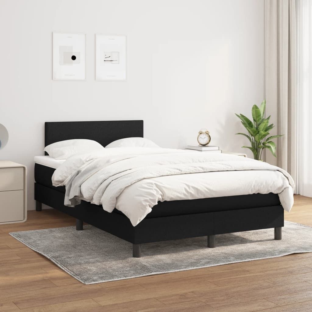"Rabatt" Boxspringbett mit Matratze - 2 Personen - Strapazierfähiger Stoff - Schwarz 120x200 cm Stoff - Klassische Betten CC6685