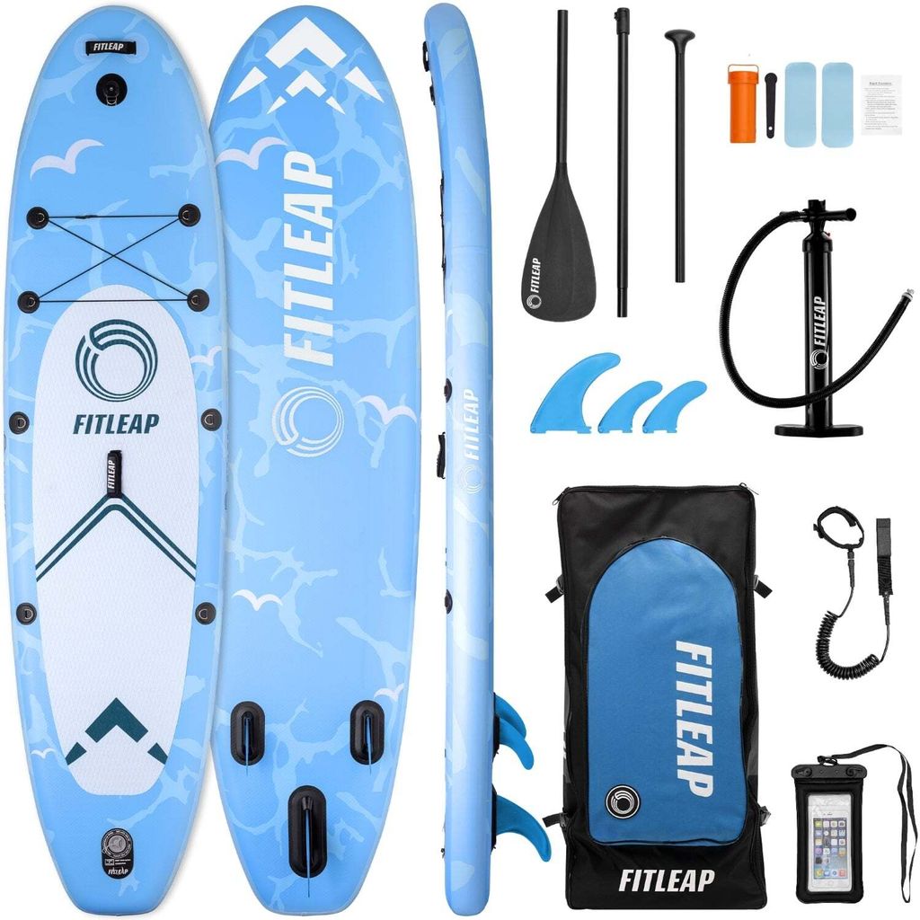 Fitleap Premium Stand Up Paddle Board aufblasbar - SUP Board Set mit Hochdruckpumpe, verstellbarem Paddel und Rucksack - Ideal für Anfänger und P...