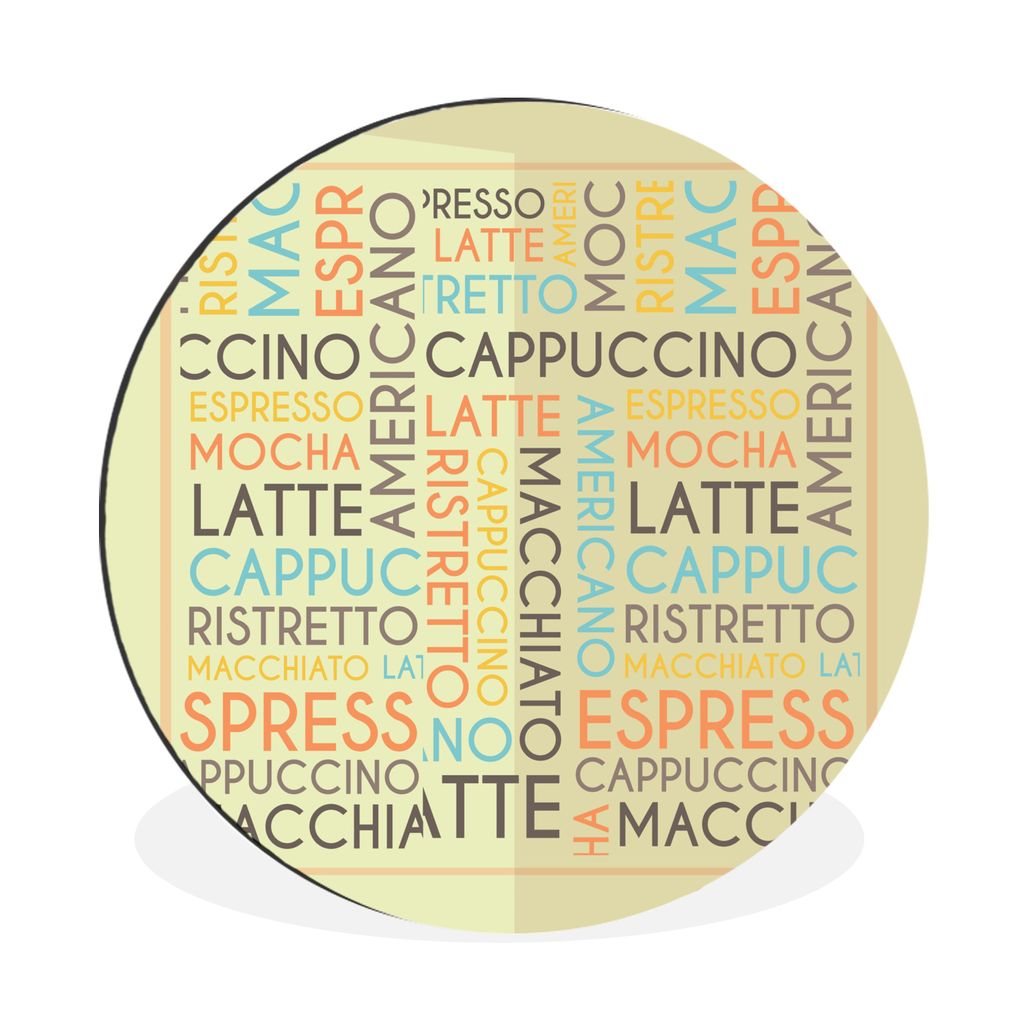 MuchoWow Aluminium Wandkreis Kaffee - Zitate - Reden - Cappuccino, Espresso, Latte Macchiato Ø 90 cm Wanddeko Modern Wohnzimmer - Mauerkreis - W...