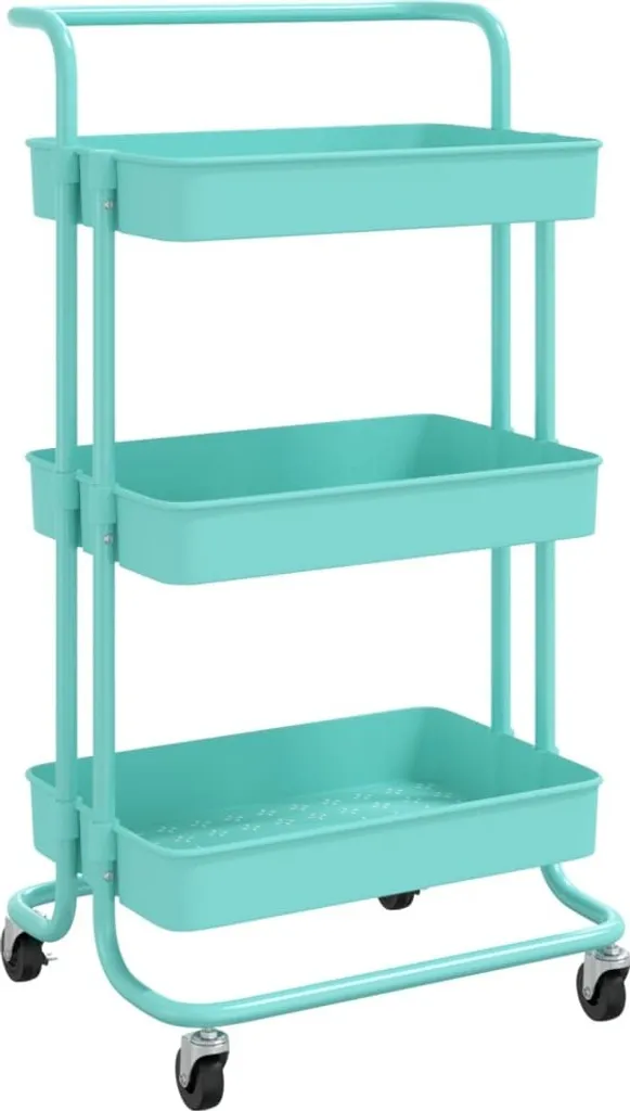 Trolley Cucina Turchese 3 Livelli Ferro e ABS 42x35x85 cm Multiuso