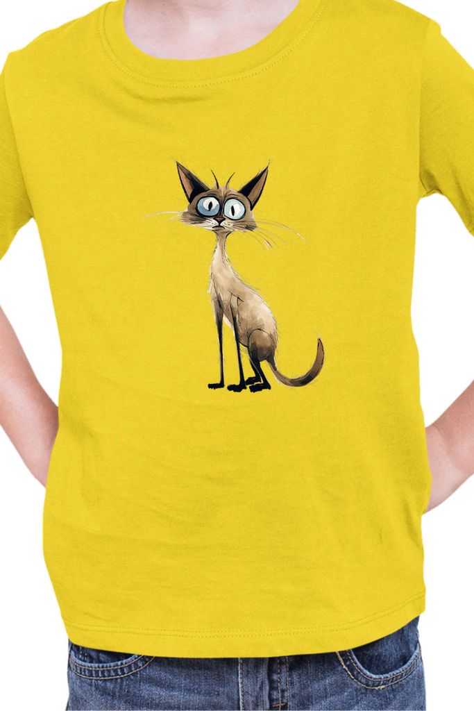 Kinder T-Shirt Funny Cats Breeds Balinese Cat 009, 12-13 Jahr - 152 / Gelb