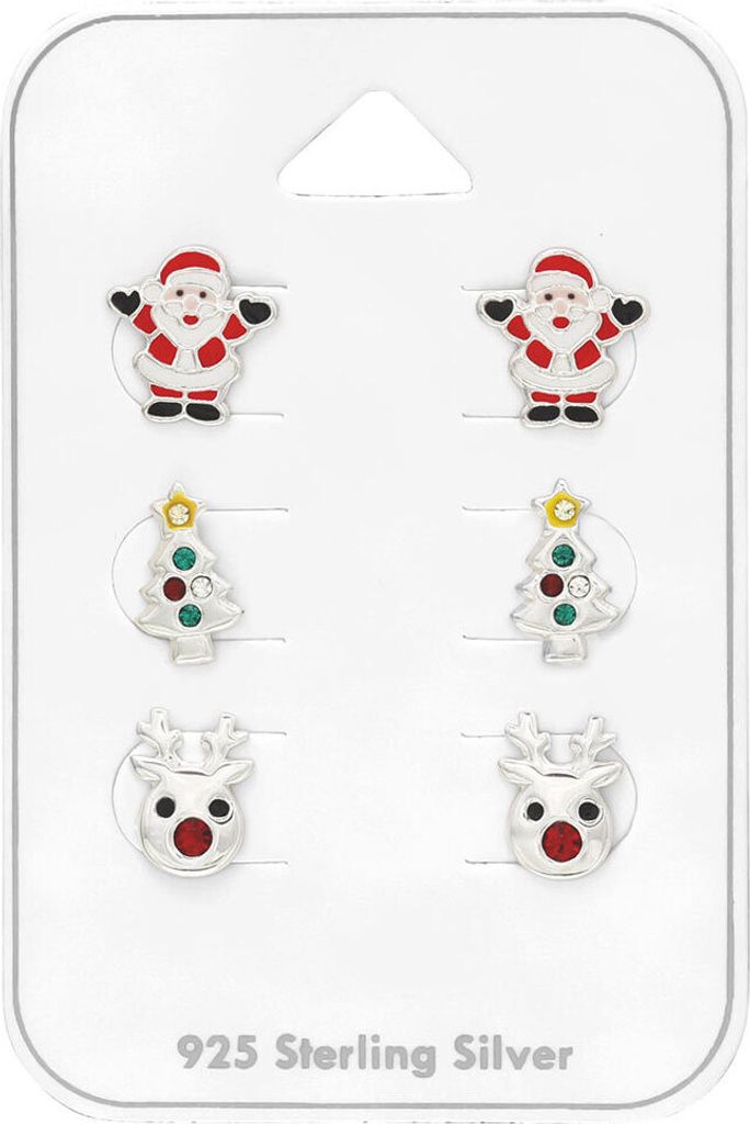 Ohrringe „Weihnachten“: 3 Paar Ohrstecker-Set 925 Silber