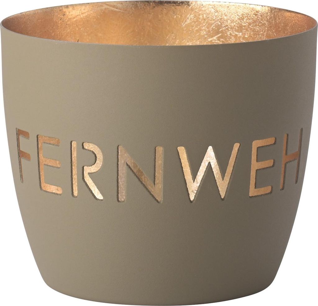 Gift Company Windlicht Madras Fernweh M, Teelichthalter, Kerzenhalter, Eisen, sandstone / Gold, H 8.5 cm, 1155404029