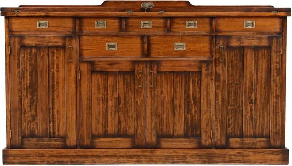 Casa Padrino Luxus Vintage Stil Sideboard mit 4 Türen und 7 Schubladen Braun 184 x 46 x H. 107,5 cm - Massivholz Schrank - Vintage Stil Möbel - L...