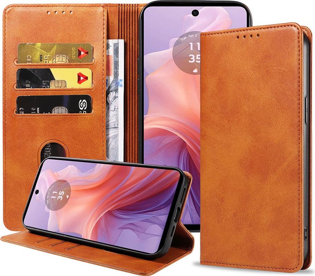 Geeignet für Motorola Moto E14 / G04 Handytasche Kunstleder mit Magnetverschluss und Kartenhalter Bookcase mit Klappe - Wallet Case mit Kartenfach...