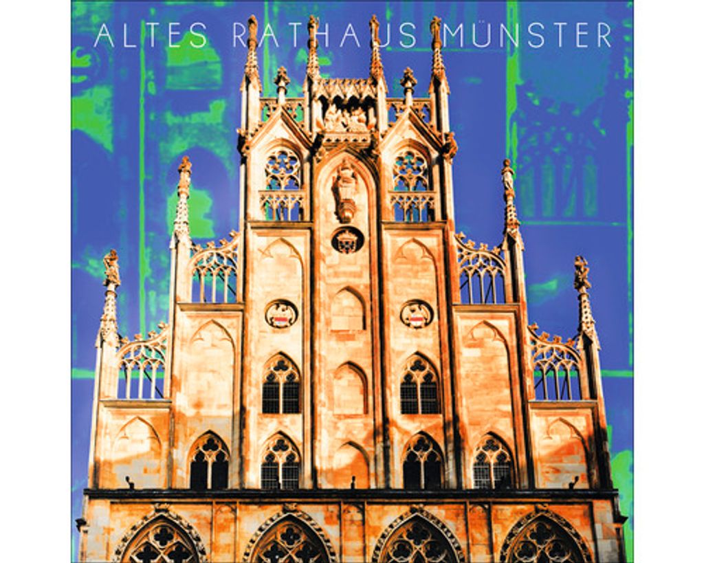 Glasbild Münster altes Rathaus 20x20 cm