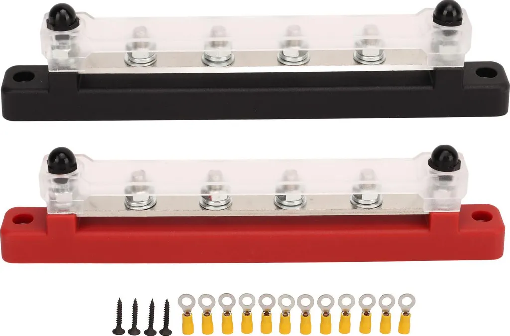 Bloc de Jonction 6 Bornes M6 150A 48V avec Capot de Protection Isolant - 2