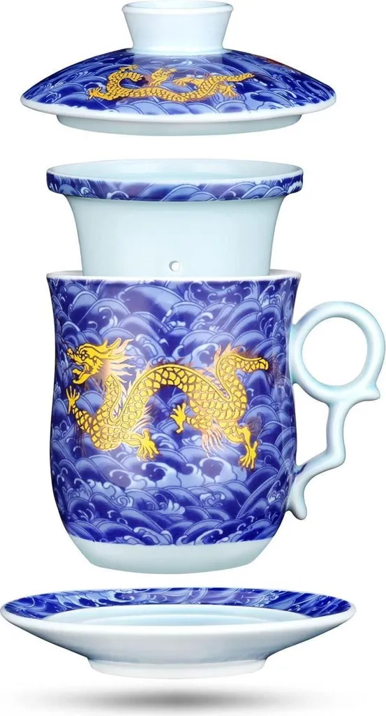 Tazza da tè in porcellana 415ml con infusore - Design Coniglio Cinese