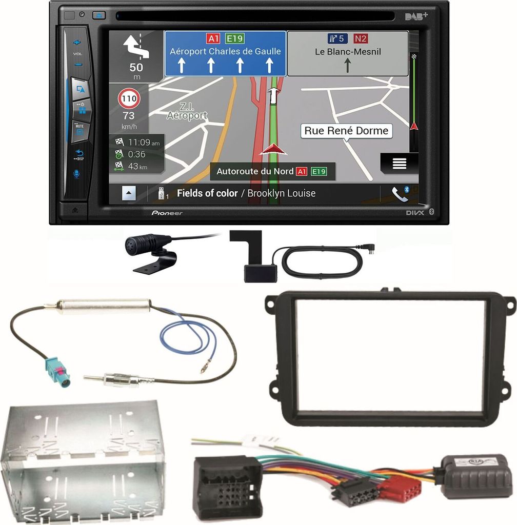 Pioneer AVIC-Z730DAB Navigation DAB+ Einbauset für Beetle Jetta Sharan Tiguan T5