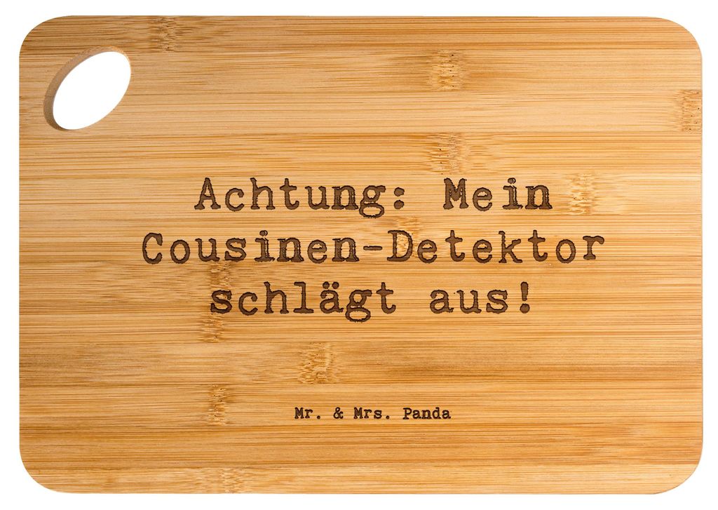 Mr. & Mrs. Panda Hackbrett Spruch Cousinen-Detektor - Transparent - Geschenk, holzschneidebrett, Familientreffen, Brett, Schneidebrett, Frühstück...