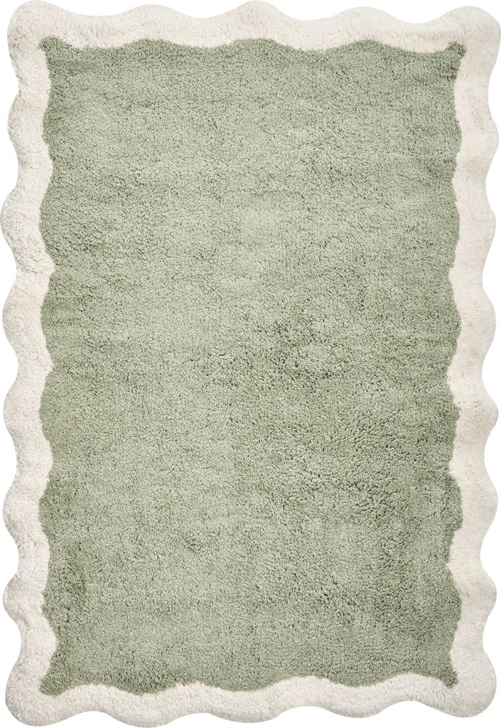 BELIANI Badematte Beige/Grün Baumwolle 60 x 90 cm Produktbild 