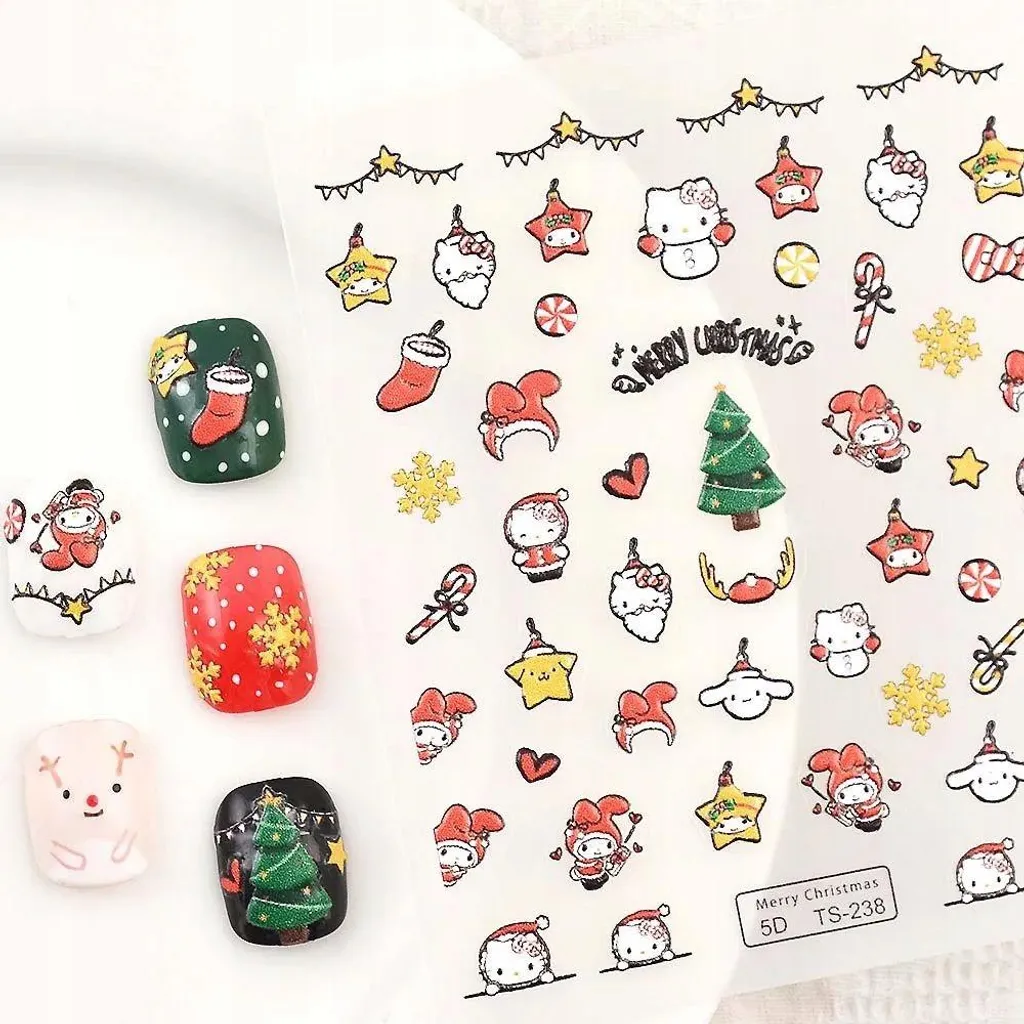 Adesivi Unghie Hello Kitty Natale 3D - Edizione Limitata Sanrio