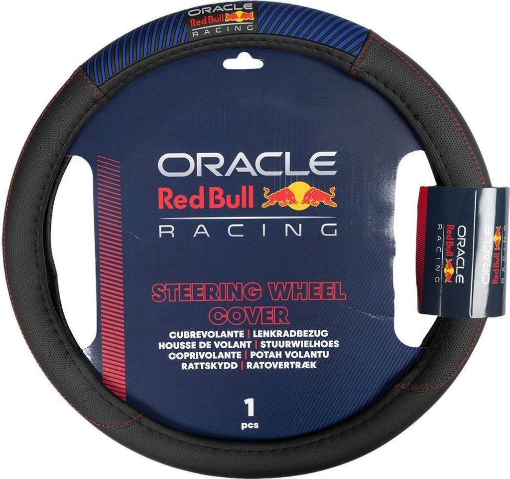 Red Bull Racing Red Bull Rutschfester Lenkradbezug Blended Lines Schwarz/Rot für Autos. 100 % PU, rutschfestes Material, einfache Installation, la...