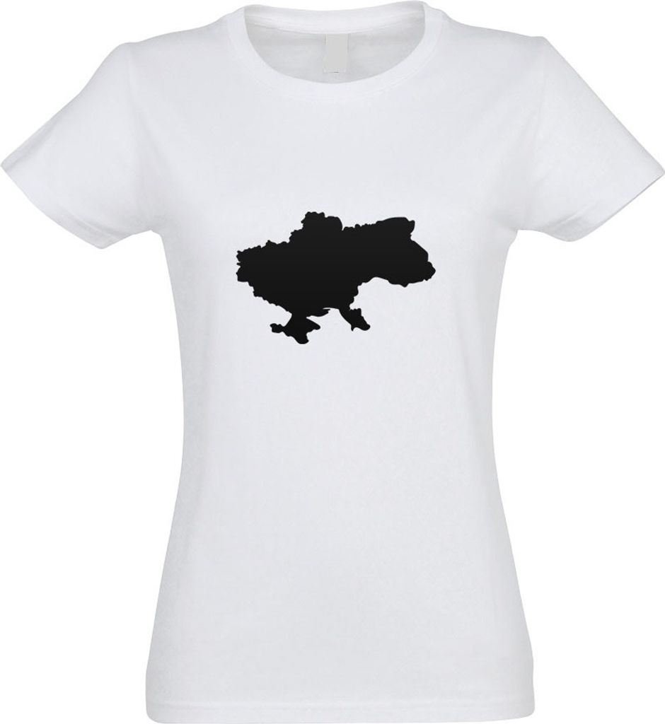 Kiwistar - T-Shirt tailliert - Damen - Weiss - Ukraine Umriss Kontur - mit Motiv Bedruckt - Funshirt Design - Sport - Freizeit - Damen - XXL