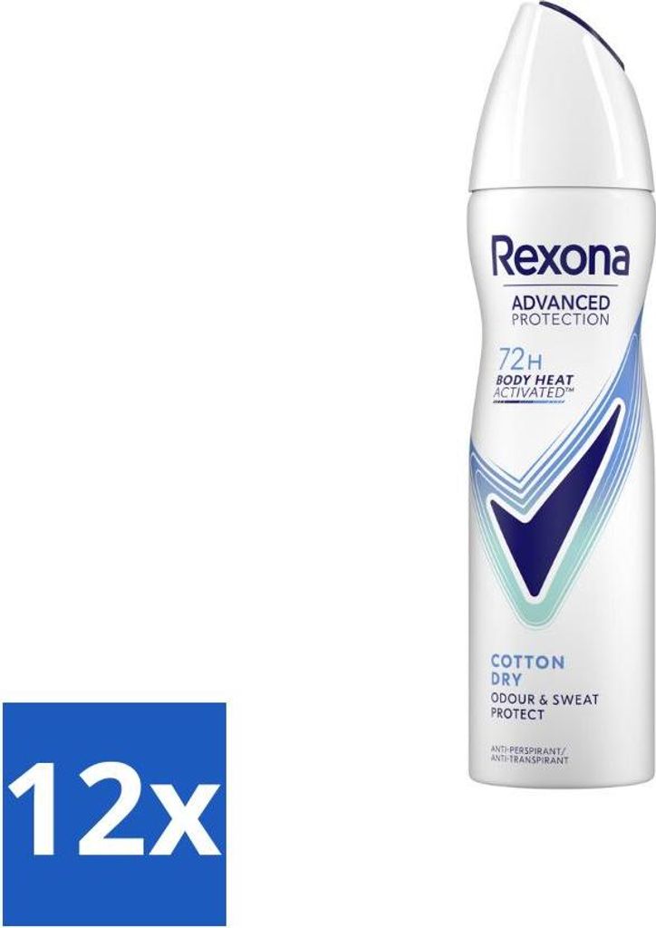 Rexona Women - Deodorant Spray - Baumwolle Dry - Sanfte Frische - 150 ml - Vorteilspack - 12 Stücke