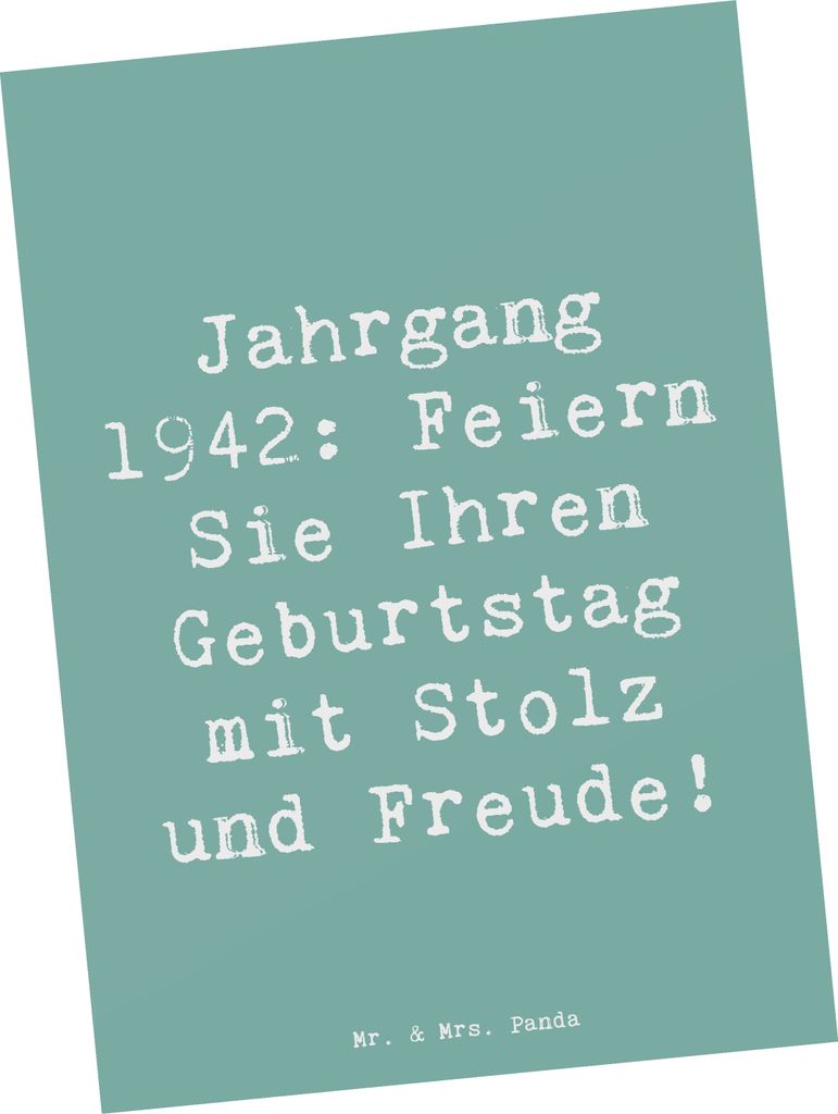 Mr. & Mrs. Panda Postkarte Spruch 1942 Geburtstag - Meeresbrise - Geschenk, Alter, Geburtsjahr, unvergessliche Momente, Happy Birthday, Ansichtskar...