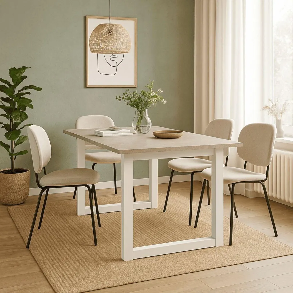 Table à manger extensible style travertin pour salle à manger moderne 160cm