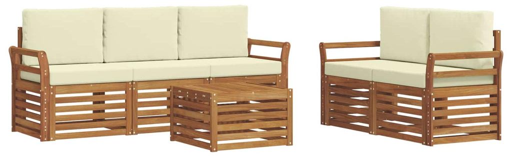 vidaXL Sofagarnituren 6 pcs Natur und Creme Massivholz Akazie