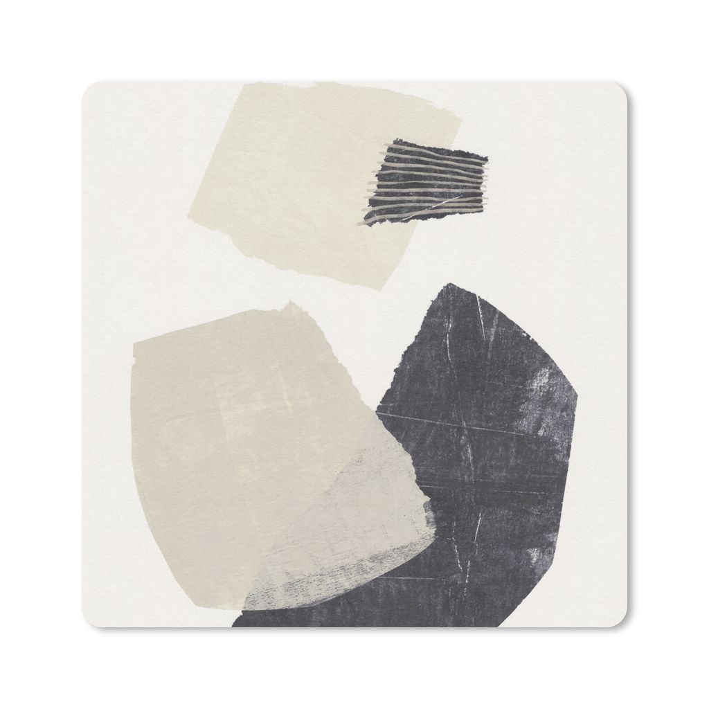 MuchoWow Mauspad Mousepad Abstrakt - Formen - Pastell - Schwarz 20x20 cm - Mousepads - Maus Mat - Pad - Mausunterlage - Desk Mat - Bureauartikeln