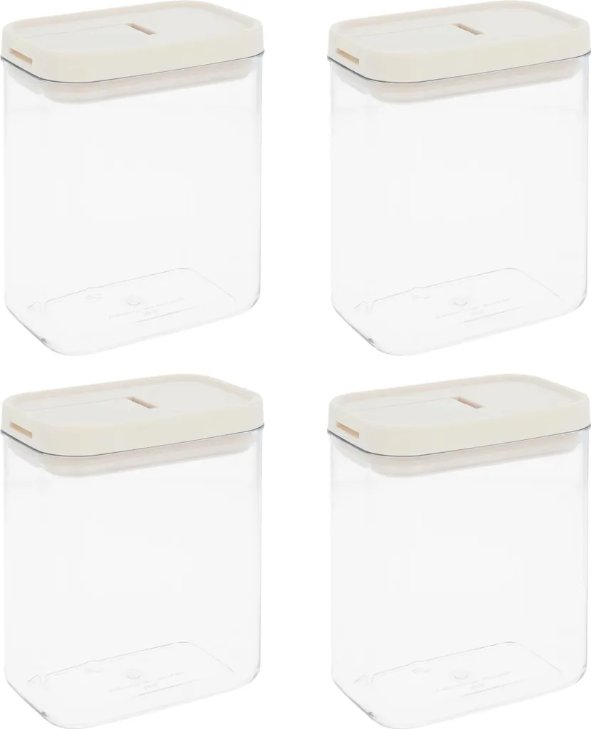 Set 4 Barattoli Krumble 1300ml Ermetici Beige - Organizzazione Dispensa
