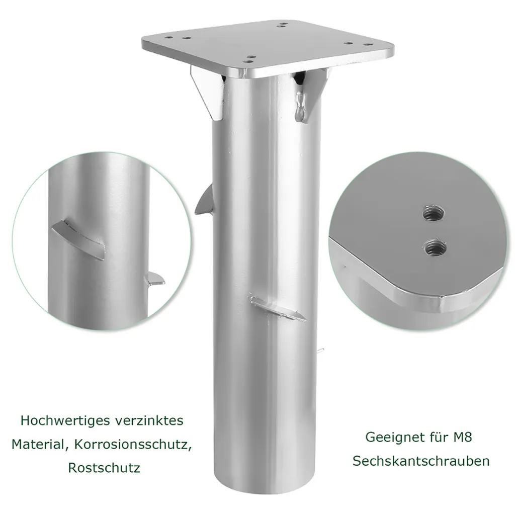 Pied de Parasol Anti-Rouille Universel Fixation Sol Stable en Inox