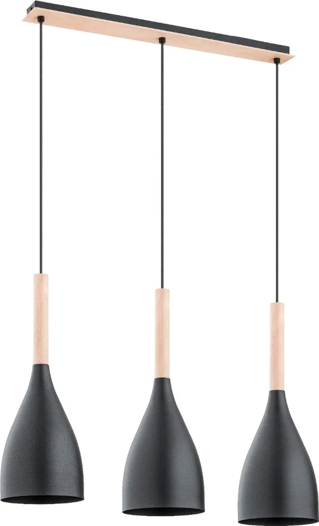 Lustre Suspension Bois et Noir JUICE pour Salon et Salle à Manger 100cm