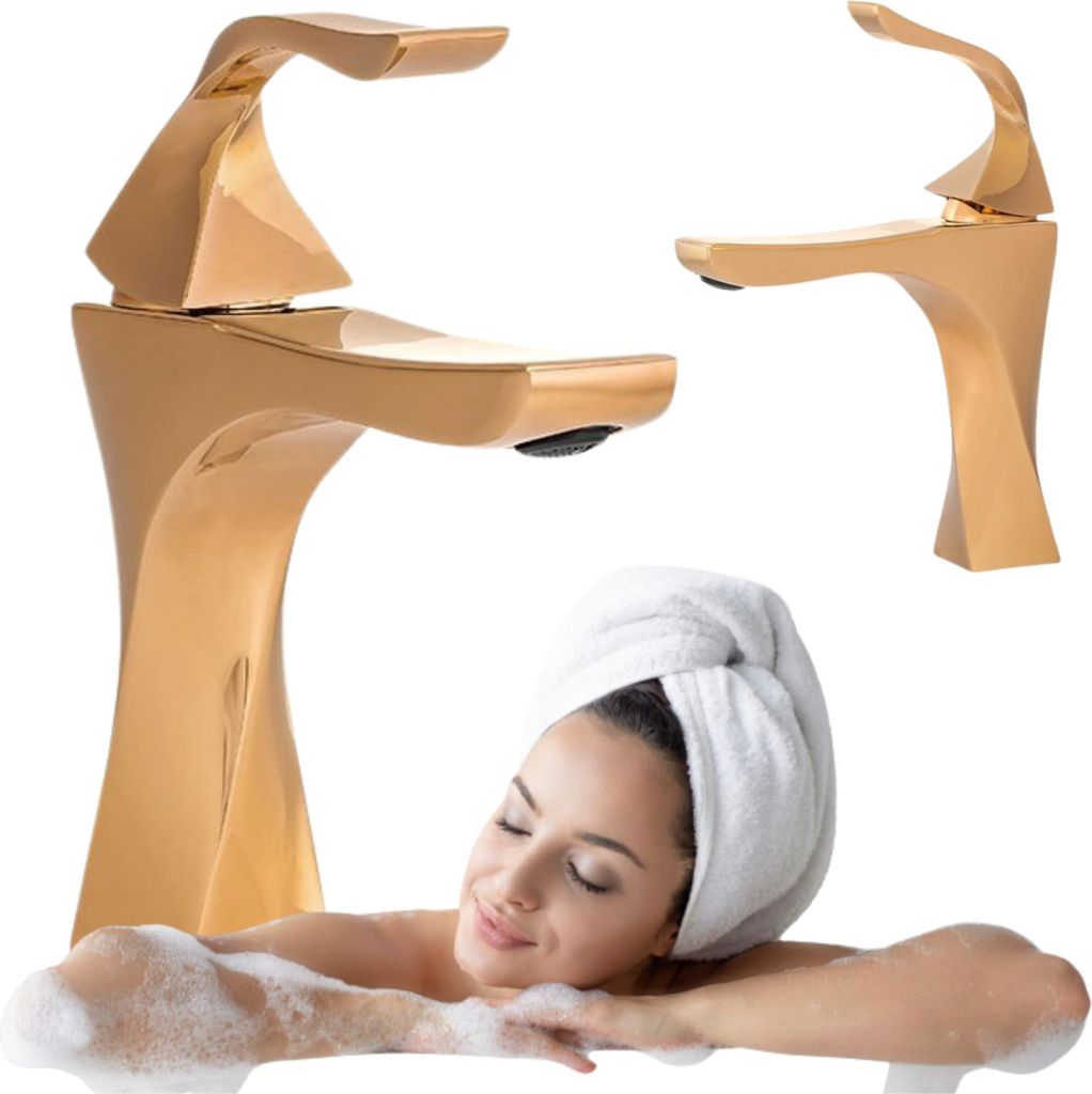 Silla | Wasserhahn Bad - Waschtischarmatur - Gold - 21 cm Höhe - Einhebelmischer - Badarmatur
