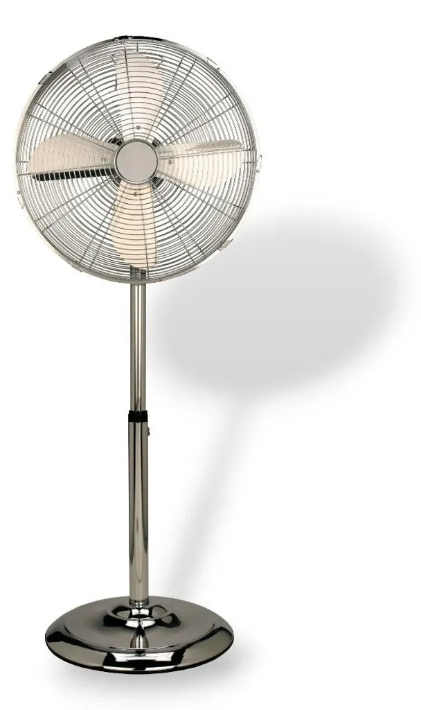 Ventilateur sur pied 40W en métal robuste avec 4 pales chromées 40cm