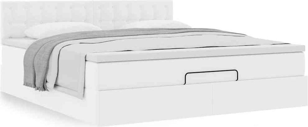 Maison Exclusive - Ottoman-Bett mit Matratze Weiß 180x200 cm Kunstleder