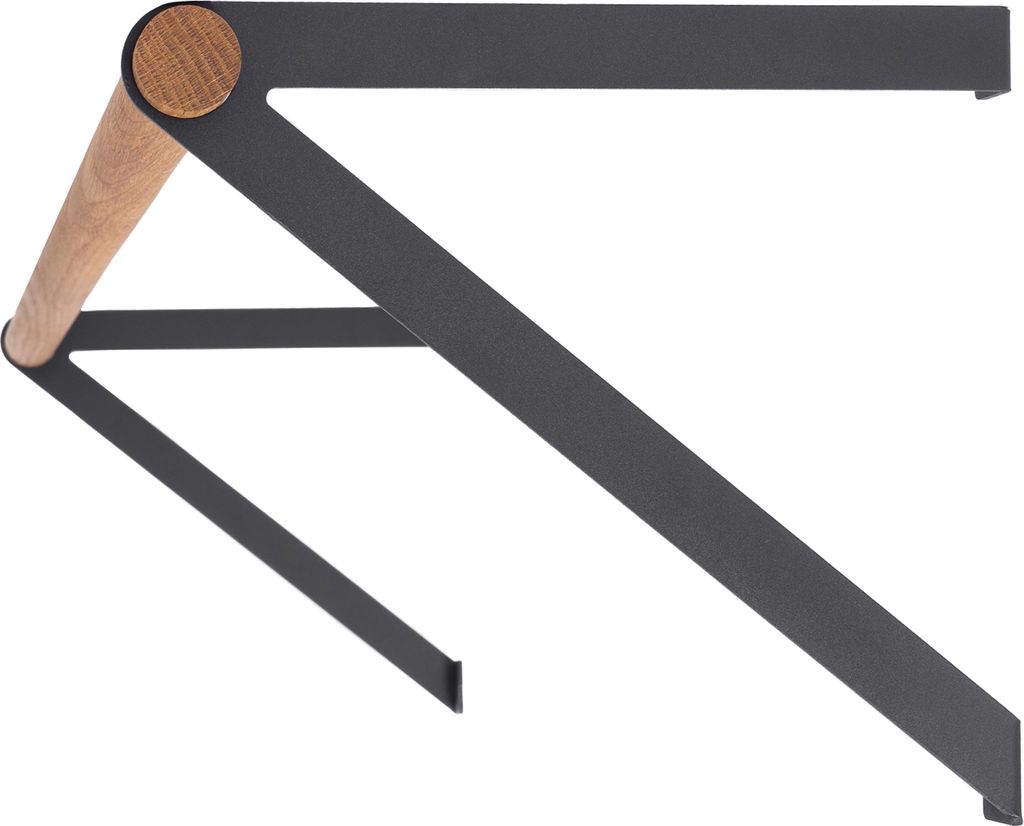 Natural Goods Berlin GARD REINICKENDORF, Halterung für Kleiderstange, Wandmontage, Wandgarderobe, Schwarz, mit Rundstab Eiche 100cm, 2 Stück