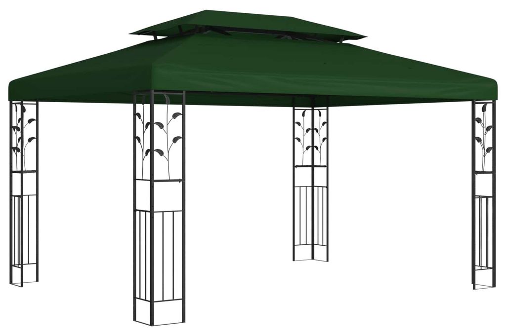 Pavillon 3,97 x 2,96 x 2,68 m Grün Polyester und Stahl