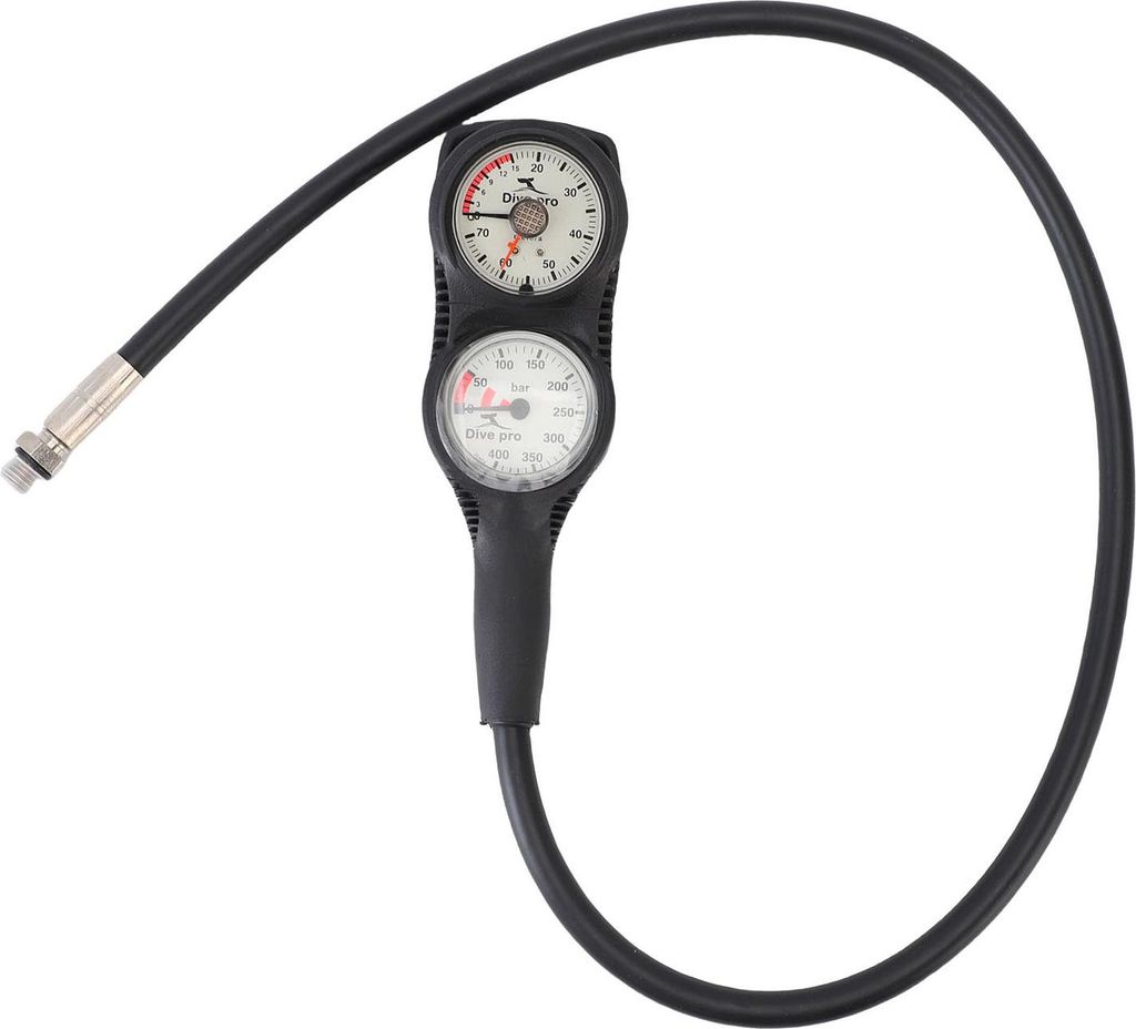 Druck- und Tiefenmesser für das Tauchen Doppelmeter Tauchkonsole TPR Material Schwarzer Rahmen Weißes Zifferblatt