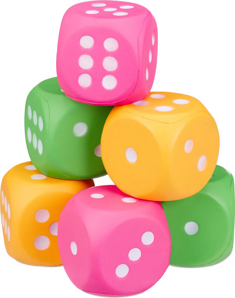 cubi di schiuma relaxdays verde, arancione, rosa , 6 pz. Immagine del prodotto 