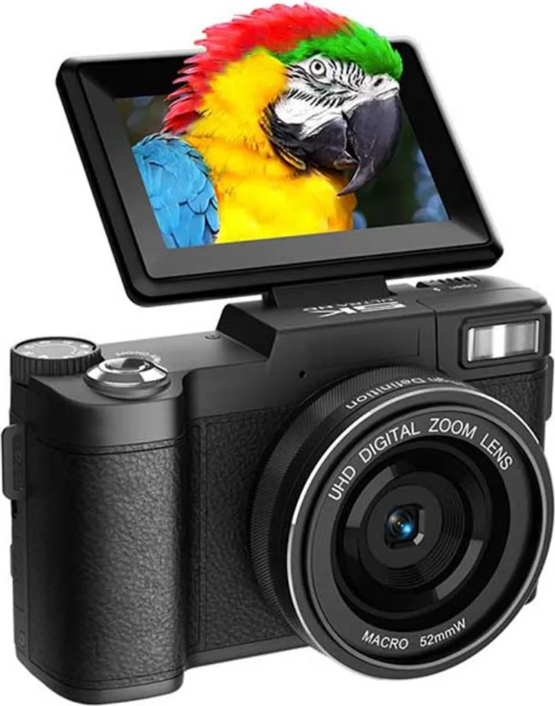 Appareil Photo Numérique WiFi 5K 64MP avec Zoom et Écran Inclinable